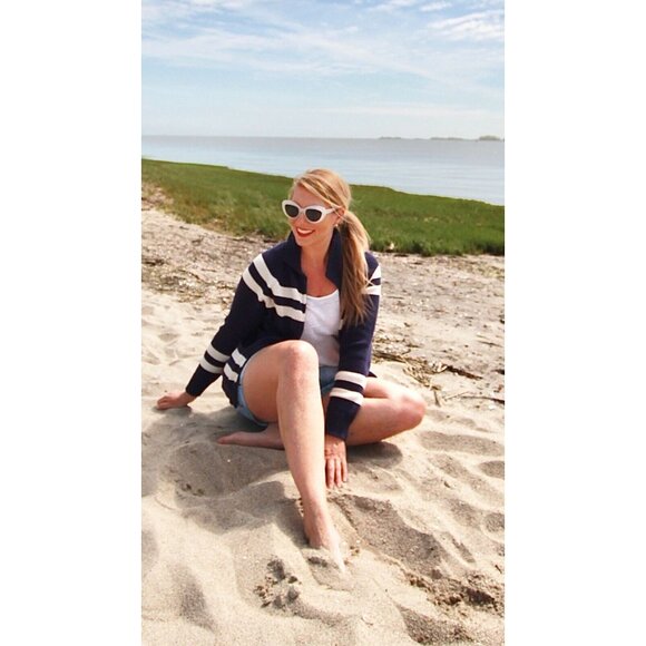 NWT J.Crew Sweater Jacket with Lobster Detail in Raw Indigo Natural Cardigan XS - Picture 4 of 11